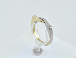 Diamant Ring 585/000 14 K Gelb-/ Weißgold 1 Brillant 0,03 ct