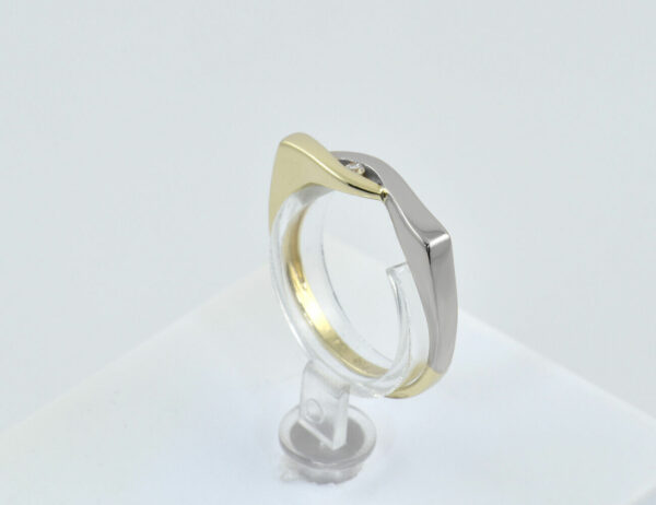 Diamant Ring 585/000 14 K Gelb-/ Weißgold 1 Brillant 0,03 ct