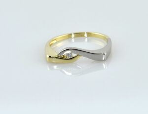 Diamant Ring 585/000 14 K Gelb-/ Weißgold 1 Brillant 0,03 ct