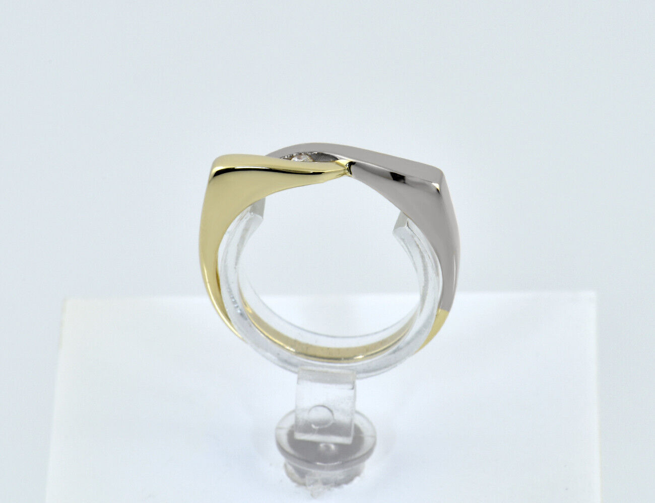 Diamant Ring 585/000 14 K Gelb-/ Weißgold 1 Brillant 0,03 ct