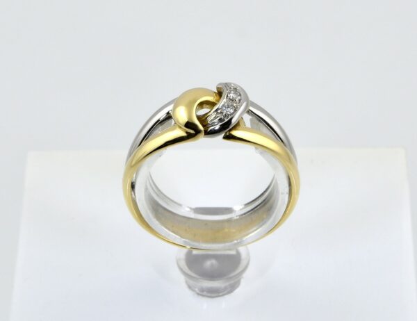 Diamant Ring 750/000 18 K Gelb-/ Weißgold 2 Brillanten zus. 0,02 ct