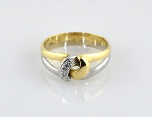 Diamant Ring 750/000 18 K Gelb-/ Weißgold 2 Brillanten zus. 0,02 ct