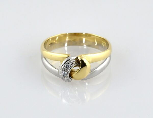 Diamant Ring 750/000 18 K Gelb-/ Weißgold 2 Brillanten zus. 0,02 ct