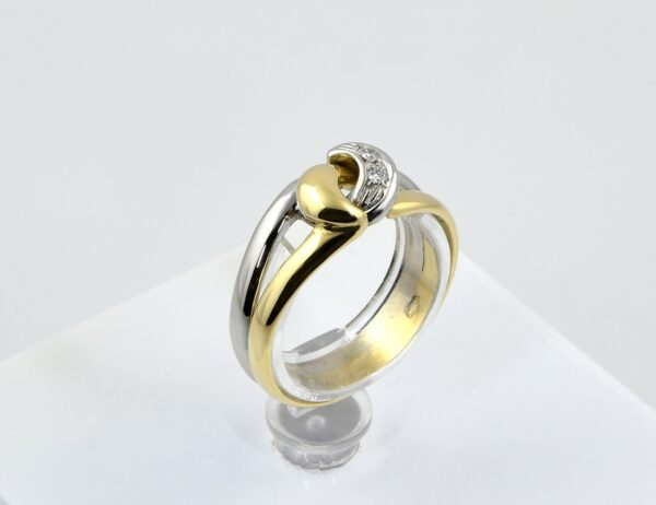 Diamant Ring 750/000 18 K Gelb-/ Weißgold 2 Brillanten zus. 0,02 ct