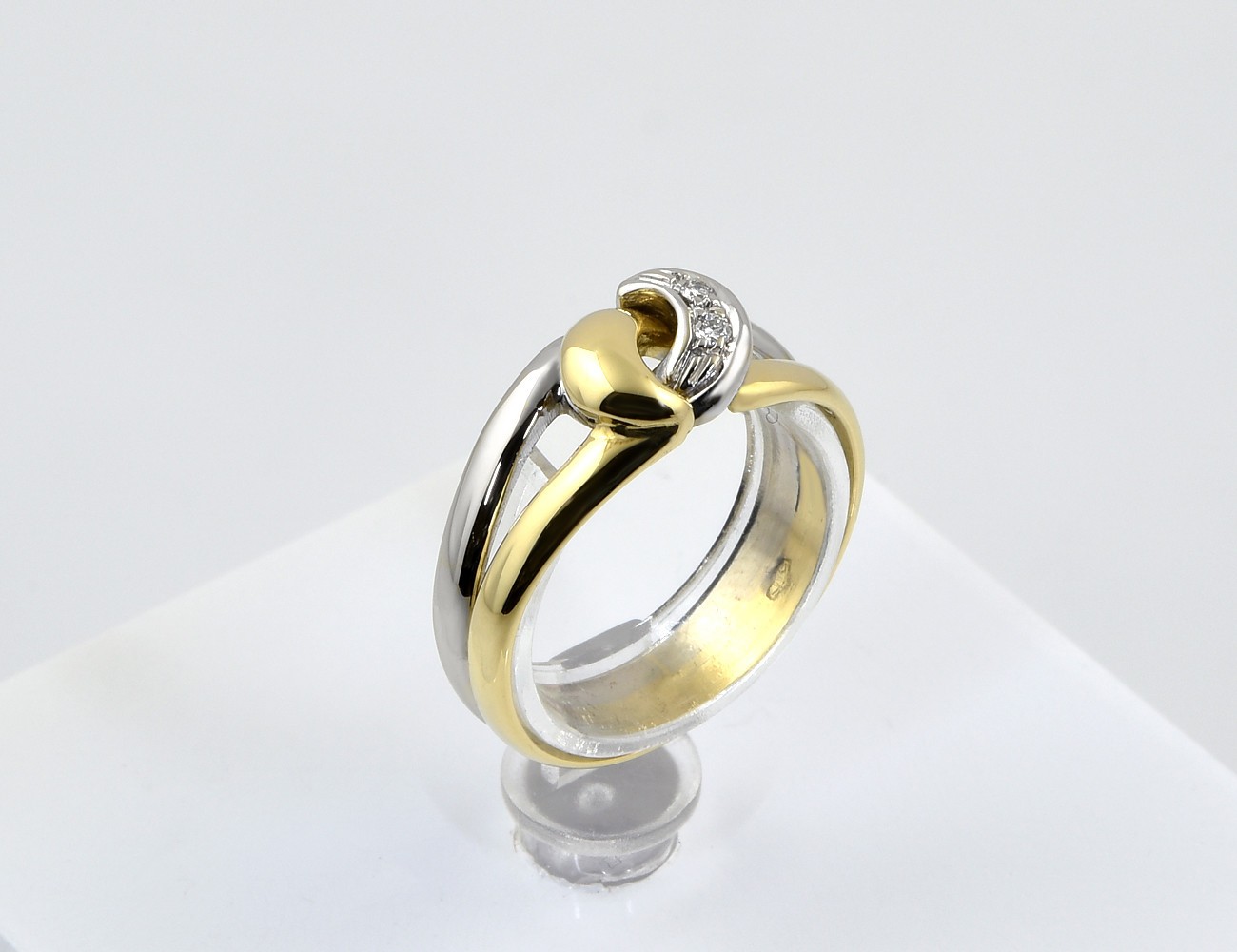 Diamant Ring 750/000 18 K Gelb-/ Weißgold 2 Brillanten zus. 0,02 ct
