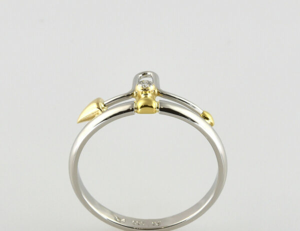 Diamant Ring 950/000 Platin / 750 Gelbgold Brillant 0,03 ct