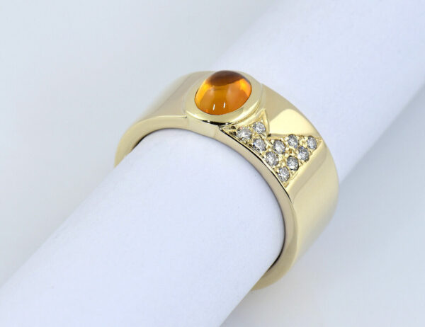 Diamant Ring und gelber Saphir 585/000 14 K Gelbgold 10 Brillanten zus. 0,15 ct