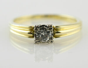 Diamant Solitär Ring 585/000 14 K Gelbgold Brillant 0,30 ct