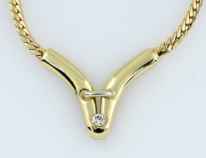 Kette 333/000 8 K Gelbgold Collier 1 Brillant 0,03 ct, 38 cm lang