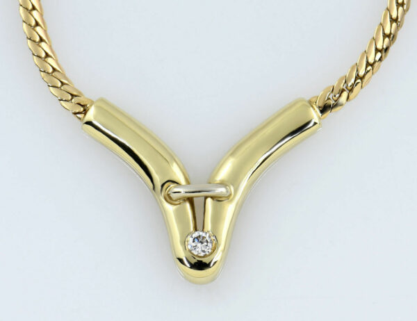 Kette 333/000 8 K Gelbgold Collier 1 Brillant 0,03 ct, 38 cm lang