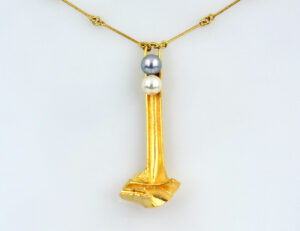 Lapponia Kette Collier 585/000 14 K Gelbgold 2 Perlen 50 cm