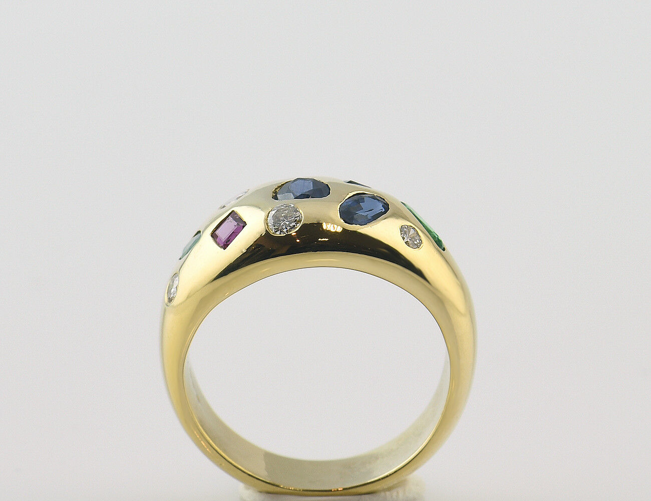 Multicolor Ring Gold 585 mit Brillant Rubin Saphir u Smaragd Goldring 14 kt
