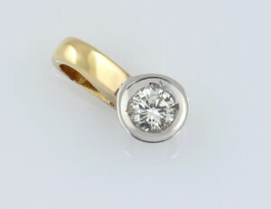 Solitär Anhänger Diamant 585/000 14 K Gelbgold Brillant 0,20 ct