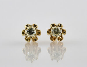 Solitär Diamant Ohrstecker 585/000 14 K Gelbgold, 2 Brillanten zus. 0,24 ct