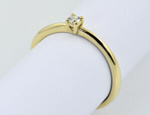 Solitär Diamant Ring 585/000 14 K Gelbgold Brillant 0,08 ct
