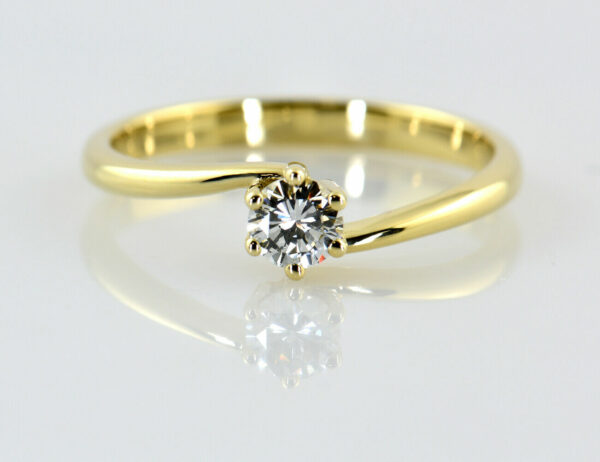 Solitär Diamant Ring 585/000 14 K Gelbgold Brillant 0,27 ct