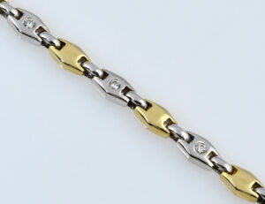 Armband 20,5 cm 750/000 18 K Weißgold/Gelbgold 13 Diamanten zus. 0,20 ct