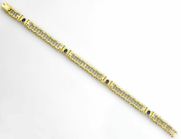 Armband Saphir 750/000 18 K Weiß-/Gelbgold 32 Brillanten zus. 0,50 ct 20 cm lang