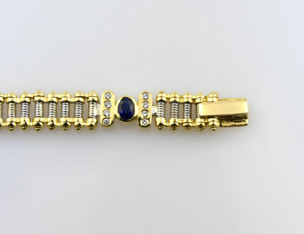 Armband Saphir 750/000 18 K Weiß-/Gelbgold 32 Brillanten zus. 0,50 ct 20 cm lang