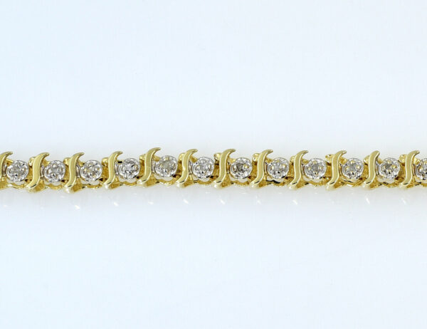 Diamant Armband 417/000 10 K Gelbgold 48 Diamanten zus. 0,25 ct, 17 cm