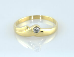 Diamant Ring 585/000 14 K Gelbgold 1 Brillant 0,05 ct