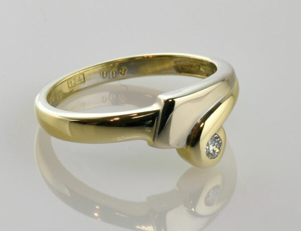 Diamant Ring 585/000 14 K Gelbgold Brillant 0,08 ct