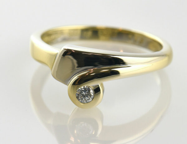 Diamant Ring 585/000 14 K Gelbgold Brillant 0,08 ct