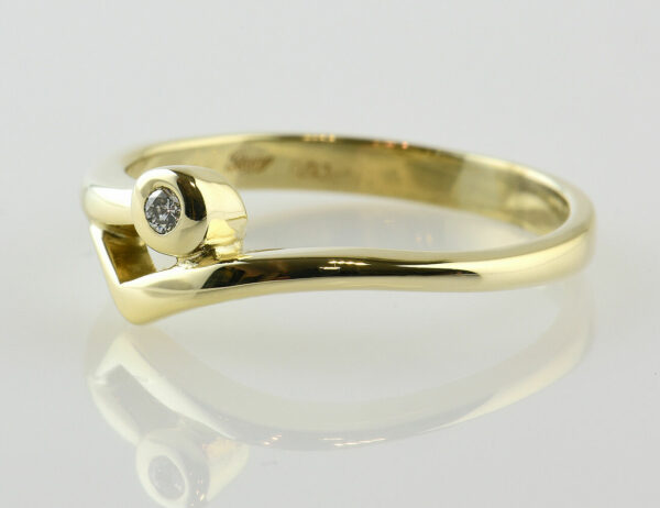 Diamant Solitär Ring 585/000 14 K Gelbgold Brillant 0,03 ct