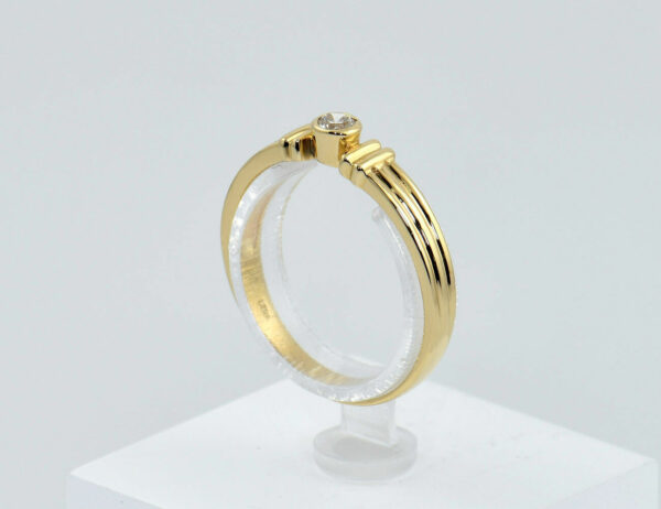 Diamant Solitär Ring 585/000 14 K Gelbgold Brillant 0,10 ct