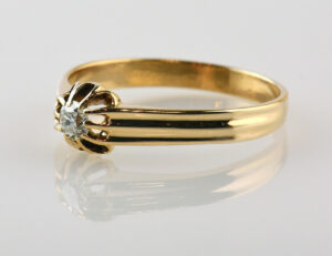 Diamant Solitär Ring 585/000 14 K Rotgold Brillant 0,14 ct