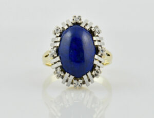 Lapis Lazuli Ring 585/000 14 K Gelbgold 8 Diamanten zus. 0,15 ct