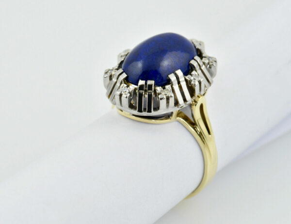 Lapis Lazuli Ring 585/000 14 K Gelbgold 8 Diamanten zus. 0,15 ct