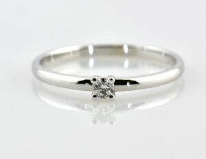 Solitär Diamant Ring 585/000 14 K Weißgold Brillant 0,08 ct