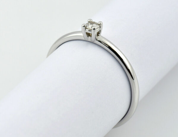 Solitär Diamant Ring 585/000 14 K Weißgold Brillant 0,08 ct