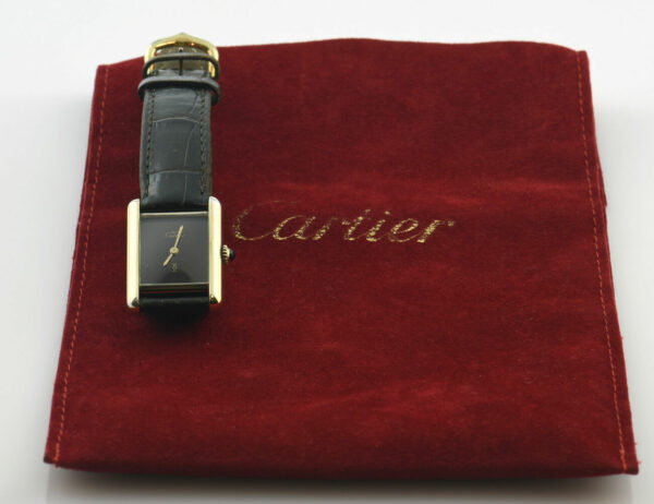 Cartier Tank Argent Damenuhr Handaufzug 925/000 Vergoldet