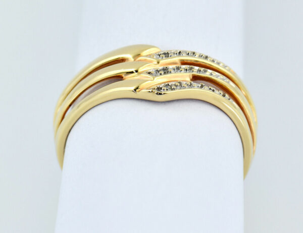 Diamant Ring 375/000 9 K Gelbgold, 3 Diamanten zus. 0,03 ct