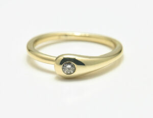 Diamant Solitär Ring 585 14 K Gelbgold Brillant 0,07 ct