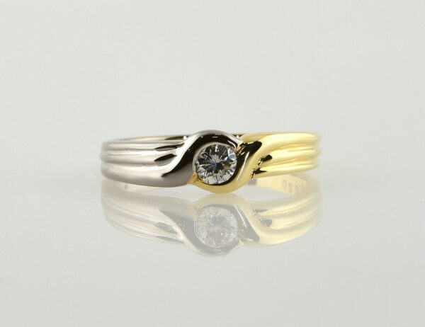 Diamant Solitär Ring 585/000 14 K Gelb-Weißgold Brillant 0,20 ct