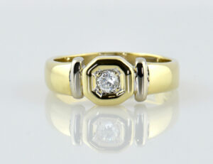 Diamant Solitär Ring 585/000 14 K Gelbgold Brillant 0,14 ct