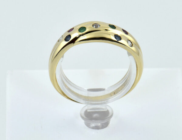 Ring, Saphir, Rubin, Smaragd, Zirkonia 333/000 8 K Gelbgold