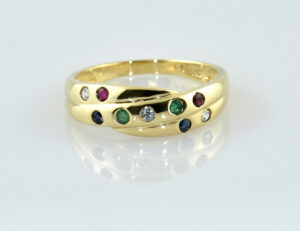 Ring, Saphir, Rubin, Smaragd, Zirkonia 333/000 8 K Gelbgold