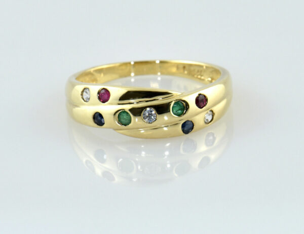 Ring, Saphir, Rubin, Smaragd, Zirkonia 333/000 8 K Gelbgold