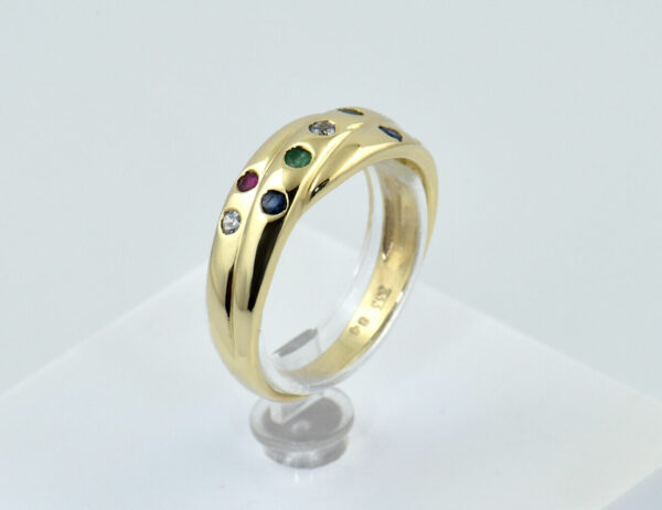 Ring, Saphir, Rubin, Smaragd, Zirkonia 333/000 8 K Gelbgold