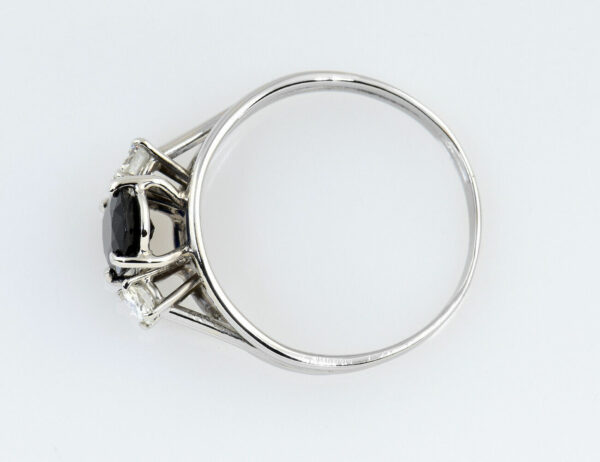 Saphir Diamant Ring 585/000 14 K Weißgold 2 Brillanten zus. 0,30 ct