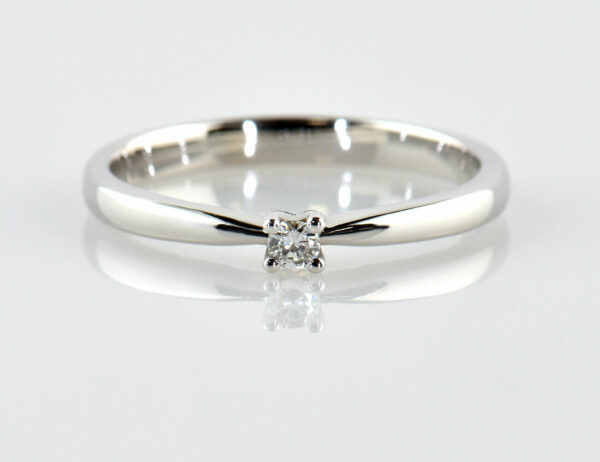 Solitär Diamant Ring 585/000 14 K Weißgold Brillant 0,05 ct