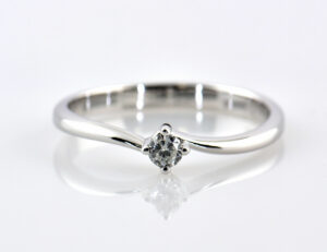 Solitär Diamant Ring 585/000 14 K Weißgold Brillant 0,10 ct