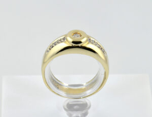 Diamant Ring 585/000 14 K Gelbgold 7 Diamanten zus. 0,10 ct