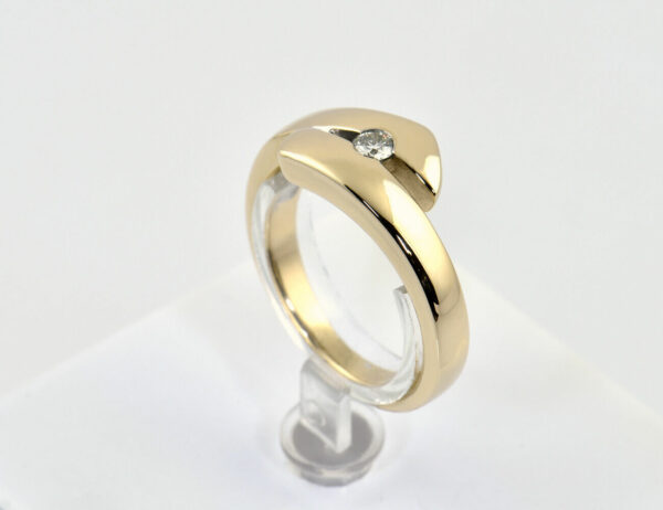 Diamant Ring 585/000 14 K Gelbgold Brillant 0,14 ct