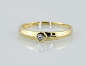 Diamant Solitär Ring 585/000 14 K Gelbgold Brillant 0,04 ct