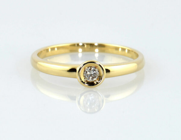 Diamant Solitär Ring 585/000 14 K Gelbgold Brillant 0,08 ct